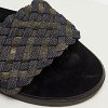 Jimmy Choo Navy Blue/Grey Woven Fabric Flat Slide Sandals Size 37 thumbnail 6