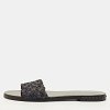 Jimmy Choo Navy Blue/Grey Woven Fabric Flat Slide Sandals Size 37 thumbnail 1