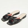 Black Leather knot Detail Flat Slide thumbnail 3