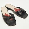 Black Leather knot Detail Flat Slide thumbnail 5