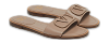 Escape V logo Beige Leather Flat Slides thumbnail 4
