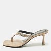 Beige Leather Thong Sandals thumbnail 1