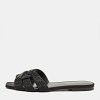 Tribute Black Leather Flat Slides thumbnail 10