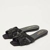 Tribute Black Leather Flat Slides thumbnail 11