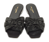 Tribute Black Leather Flat Slides thumbnail 0