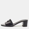 View Black Patent Leather Slide Sandals thumbnail 1