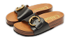 Laurena Scalloped Black Leather Slide Sandals thumbnail 0