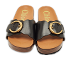 Laurena Scalloped Black Leather Slide Sandals thumbnail 4