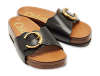 Laurena Scalloped Black Leather Slide Sandals thumbnail 6
