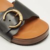 Laurena Scalloped Black Leather Slide Sandals thumbnail 10