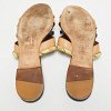 Beige/Navy Blue Canvas and Leather Flat Slides thumbnail 10