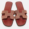 Oran Burgundy Texture Suede Flat Slide thumbnail 1