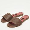 Burgundy Monogram Embossed Leather Flat Slide Sandals thumbnail 2