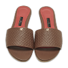 Burgundy Monogram Embossed Leather Flat Slide Sandals thumbnail 4