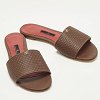 Burgundy Monogram Embossed Leather Flat Slide Sandals thumbnail 5