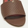 Burgundy Monogram Embossed Leather Flat Slide Sandals thumbnail 8