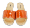 Brown Croc Embossed Leather Flat Slide thumbnail 0