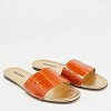 Brown Croc Embossed Leather Flat Slide thumbnail 4