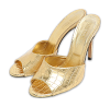 Gold Metallic Faux Croc Effect Leather Slide Sandals thumbnail 0