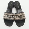 Dway Logo Embroidered Blue/Beige Fabric Slide Sandals thumbnail 4