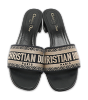 Dway Logo Embroidered Blue/Beige Fabric Slide Sandals thumbnail 5