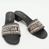 Dway Logo Embroidered Blue/Beige Fabric Slide Sandals thumbnail 6