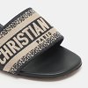 Dway Logo Embroidered Blue/Beige Fabric Slide Sandals thumbnail 9