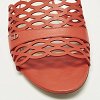 Red Laser Cut Leather Tattoo Peep Toe Slides thumbnail 8