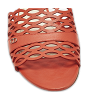 Red Laser Cut Leather Tattoo Peep Toe Slides thumbnail 9