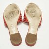 Red Laser Cut Leather Tattoo Peep Toe Slides thumbnail 7