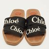 Woody Black Canvas Flat Slides thumbnail 5