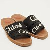 Woody Black Canvas Flat Slides thumbnail 7
