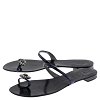 GIU Black Leather Crystal Embellished Toe Ring Flats Size 38 thumbnail 1