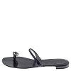 GIU Black Leather Crystal Embellished Toe Ring Flats Size 38 thumbnail 0