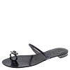 GIU Black Leather Crystal Embellished Toe Ring Flats Size 38 thumbnail 3