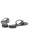 GIU Black Leather Crystal Embellished Toe Ring Flats Size 38 thumbnail 5