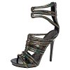 Multicolor Oil Slick Texture Leather Gladiator Sandals thumbnail 0