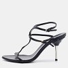 Black Leather Ankle Strap Sandals thumbnail 0
