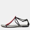 GIU Black Suede and Leather Crystal Embellished T-Strap Flat Sandals Size 40 thumbnail 5