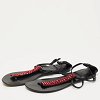GIU Black Suede and Leather Crystal Embellished T-Strap Flat Sandals Size 40 thumbnail 6