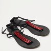 GIU Black Suede and Leather Crystal Embellished T-Strap Flat Sandals Size 40 thumbnail 7