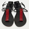 GIU Black Suede and Leather Crystal Embellished T-Strap Flat Sandals Size 40 thumbnail 0