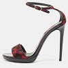 Black/Red Leopard Print Calf Hair Ankle Strap Sandals thumbnail 2