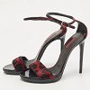 Black/Red Leopard Print Calf Hair Ankle Strap Sandals thumbnail 4