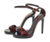 Black/Red Leopard Print Calf Hair Ankle Strap Sandals thumbnail 0