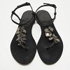 Black Satin Embellished Thong Flat Sandals thumbnail 3