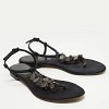 Black Satin Embellished Thong Flat Sandals thumbnail 8