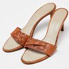 Brown Leather Open Toe Slide Sandals thumbnail 1