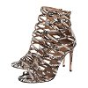 Aquazzura Beige/Brown Python Embossed Leather Knockout Sandals Size 37.5 thumbnail 1