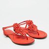 Red Leather Flower Cutout Sunset Flat Sandals thumbnail 5